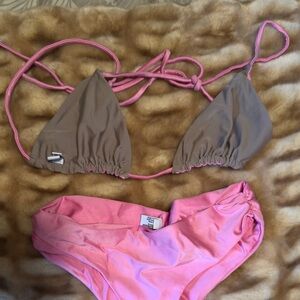 Lune Reversible Tan and Pink Bikini top